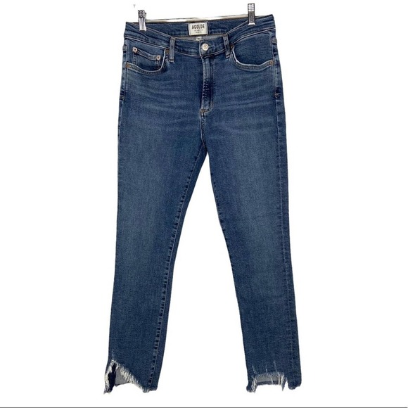 Agolde Sophie High Rise Skinny Frayed Hem Jeans in Discretion - Picture 4 of 15